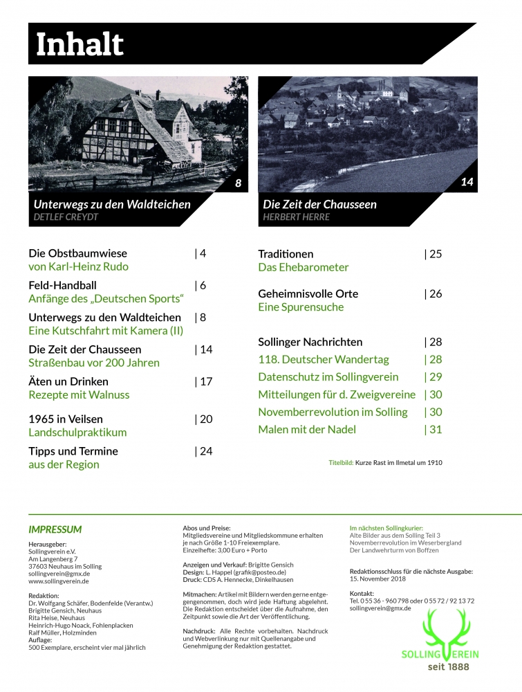 Sollingkurier 20 Inhaltsverzeichnis