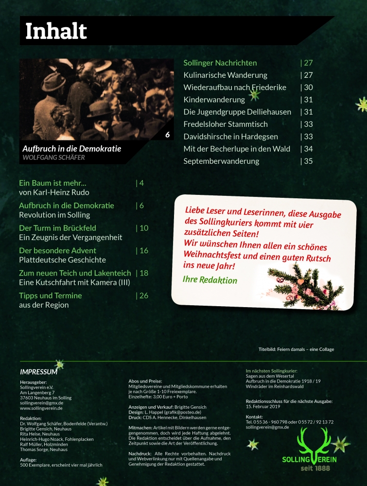 Sollingkurier 21 Inhaltsverzeichnis